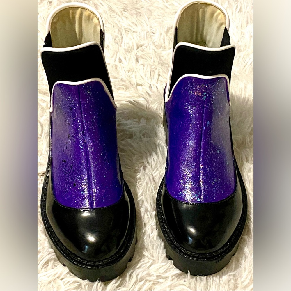 Zara Colorblock Boots Painted Purple Size 6